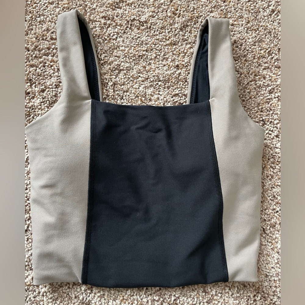Abercrombie & Fitch Two-Tone Black and Taupe Sports Bra